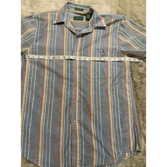 Manhattan Mens Short Sleeve Casual Button Down Shirt Medium - Picture 5 of 6